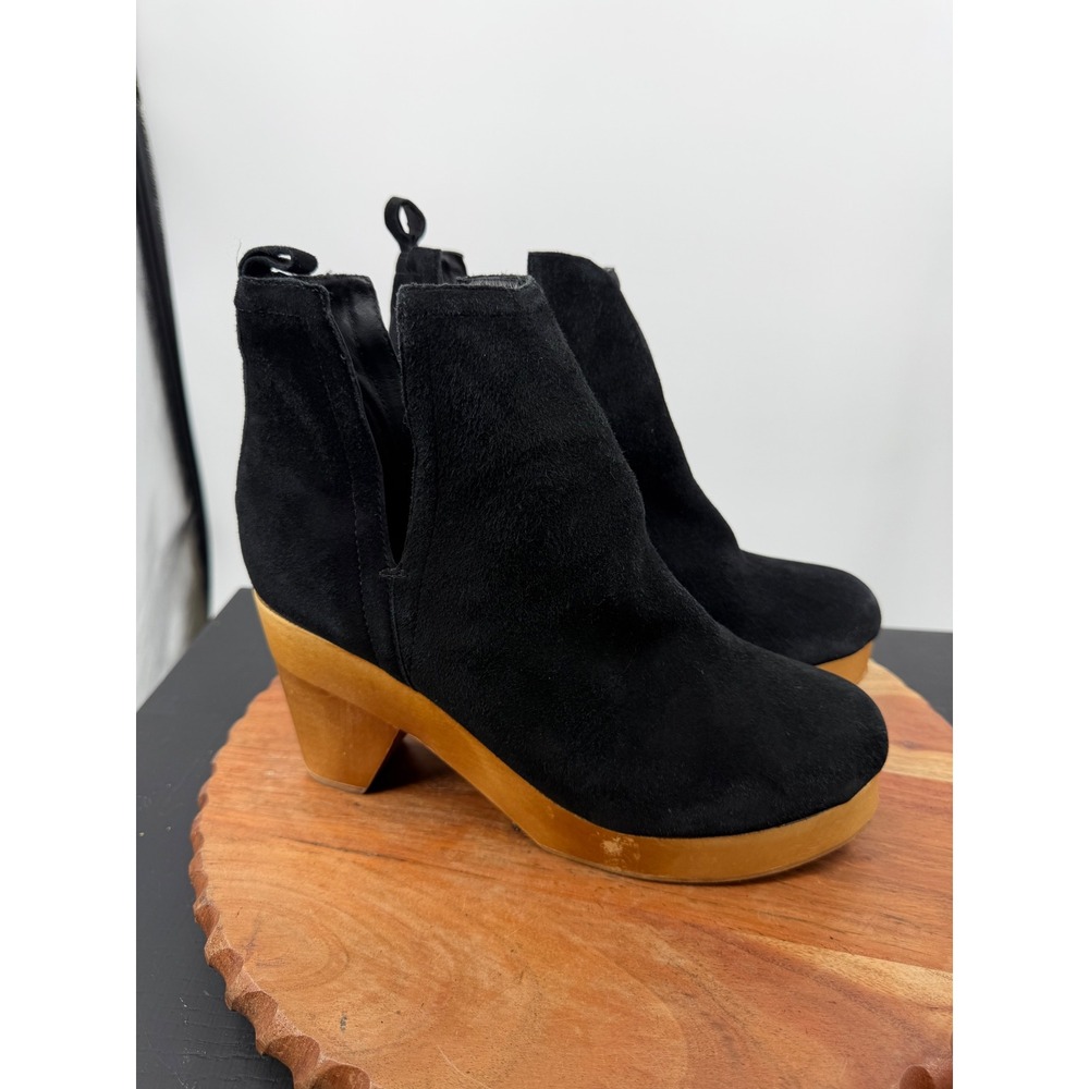 Jeffrey Campbell Odelia Platform Bootie Women 10 Black‎ Suede Wood Block Heel